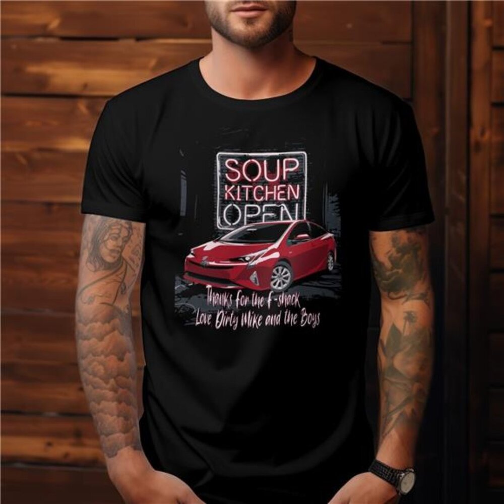 The Other Guys Movie Soup Kitchen Dirty Mike and the Boys T-shirt Red Prius Fun